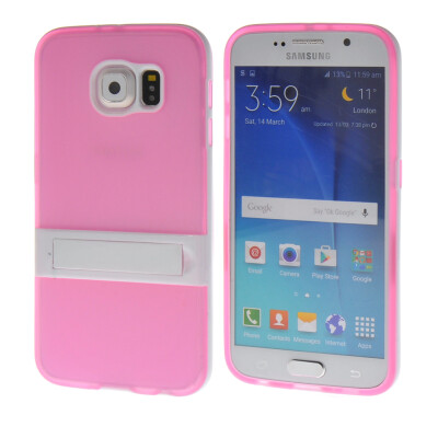 

MOONCASE Soft Flexible Silicone Gel TPU Skin Shell with Kickstand Back Case Cover for Samsung Galaxy S6 Pink