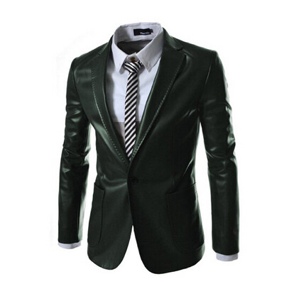 

Zogaa New Mens Suit Leather Slim