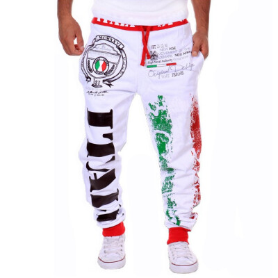 

Zogaa Men's Pant Sports Italy flag Printing Casual