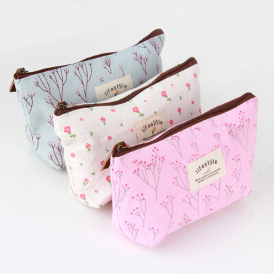 

Vintage Flower Floral Pencil Pen bag Cosmetic Makeup Storage bag Case Purse Pink