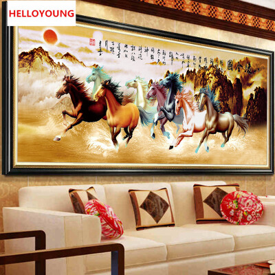 

DIY 5D Diamond Embroidery Eight Horses Win Instant Success Magic Cube Round Diamond Painting Cross Stitch Diamond Mosaic