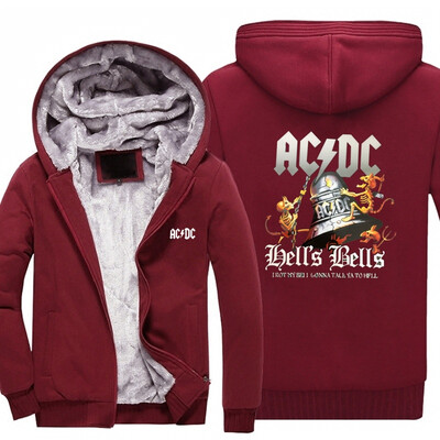

2018 New Design AC DC Bell Skull Mens Hoodies I Got My Bell Gonna Take Ya To Hell Thicken Zipper man hoodies sweatshirt USA size