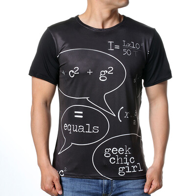

Fashion Mens O-neck Mathematical Formula Print Pullover T-Shirts