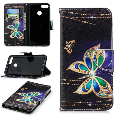 

BEFOSPEY Painting PU LeatherSoft TPU Card Slot Stand Wallet Case For Huawei Y92018593