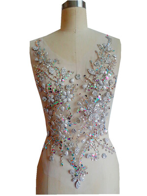 

Чистая ручная очистка AB цвет серебристый шить на Rhinestones applique на сетчатых кристаллах пятна 50 * 30 см