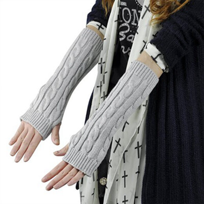 

Fashion Women Knitted Fingerless Gloves Winter Warm Long Arm Gloves Mitten