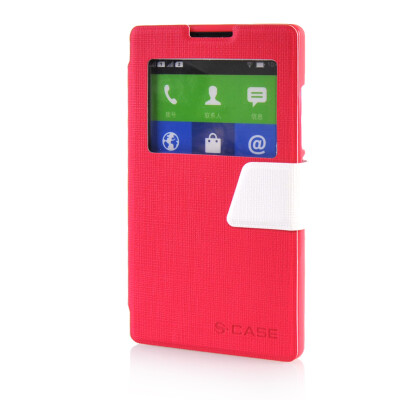 

MOONCASE View Window Leather Side Flip Pouch Ultra Slim Shell Back ЧЕХОЛ ДЛЯ Nokia XL Hot pink