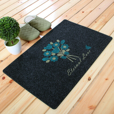 

Jingdong supermarket rich home FOOJO non-slip mats mats can be washed into the door pad 40 60cm black blue flowers