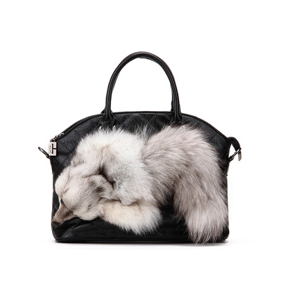 

New women PU leather high quality genuine fox fur bag for women famous brand handbags bags ladies shoulder bag tote bags