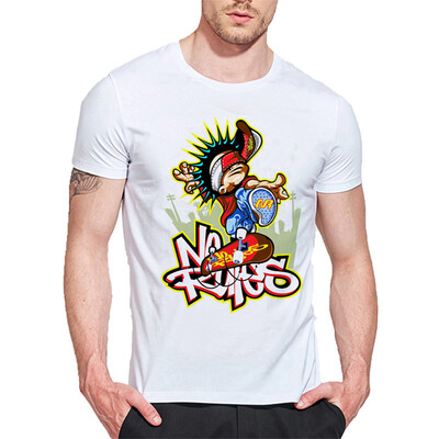 

Mens O Round Neck Casual Short Sleeves Fashion Cotton T-Shirts Cartoon Boy Skating Action Picture Digital Print