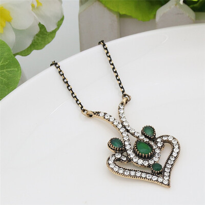 

New Arrived Floral Necklace Turkish Antique Gold Plating Hollow Out Flower Heart Pendant Necklaces Bohemia Women Festival Gift