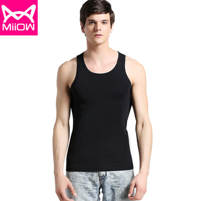 

Cat Man MiiOW vest Mens vest Summer Sports Comfortable Tops Half Sleeve Slim Sleeveless Shirt T-shirt Thin Four Colors Optional Pure Black