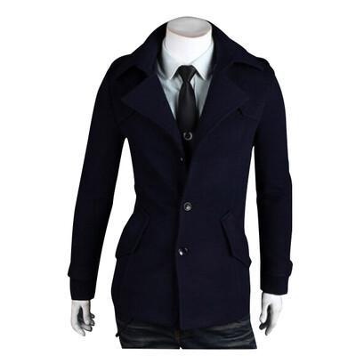 

Zogaa New Mens Wool Coat Spring Casual Single-breasted
