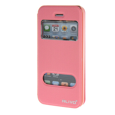 

MOONCASE iPhone 5G / 5S чехол для View Slim Leather Flip Pouch Bracket Back Cover Pink