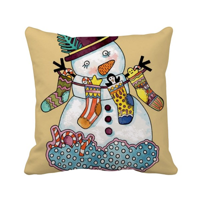 

Christmas Snowman Sock Festival Square Throw Pillow Insert Cushion Cover Home Sofa Decor Gift