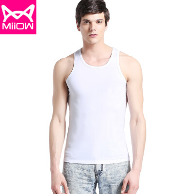 

Cat Man MiiOW Vest Mens Vest Summer Sports Comfortable Top Half Sleeve Slim Sleeve Bottoming Shirt T-Shirt Thin Four Colors Optional Snow White L