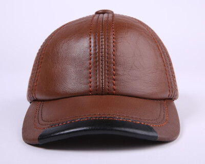 

High quality Genuine Leather Adjustable Solid color Baseball Caps Unisex Couple Hat Fashion Leisure Casual Hats