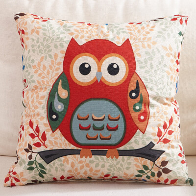 

Jiuzhou deer home card cartoon flax style pillow sofa cushions office pillow bedside backrest car waist cushions waist pillow with core owl 45x45cm