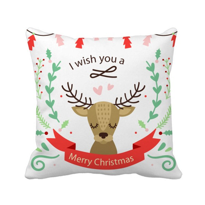 

Christmas Deer Festival Pattern Square Throw Pillow Insert Cushion Cover Home Sofa Decor Gift