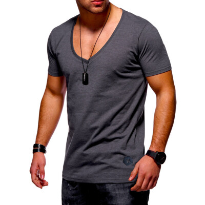 

Summer Mens Short Sleeve V-neck Fitness Sport T Shirt