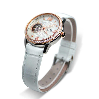 

Роскошные часы ADW Brand Ladies Watch Pearl Dial белый кожаный ремешок Автоматические механические часы женские часы водонепроницаемые модные часы