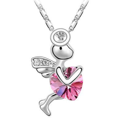 

Heart Crystal from Austrian Angel Pendant Necklace For Women High Quality Fashion Jewelry Friendship Party Gift 2211