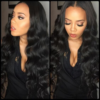 

T-top Hair Virgin Human Hair Lace Front Wig Body Wave Middle Parting Human Hair Wig Swiss Lace Bleached Knots Natural Black Color