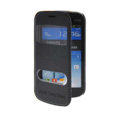 

MOONCASE View Window Leather Side Flip Pouch Stand Shell Back ЧЕХОЛ ДЛЯ Samsung Galaxy S Duos S7562 Blue