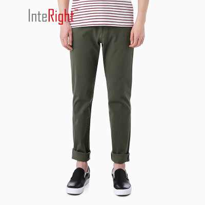 

INTERIGHT casual pants male elastic narrow feet slim casual pants army green 32 L