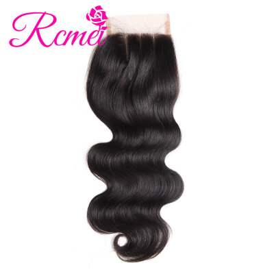 

Rcmei 8A Virgin Hair Brazilian Body Wave Closure Hair Brazilian Lace Closure Middle Free Three Part Malaysian Lace Closure 44 inc