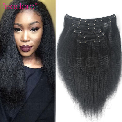 

Clip In Human Hair Extensions Brazilian Virgin Human Hair Yaki Straight African American Clip in Hair Extension Natural Clip IN