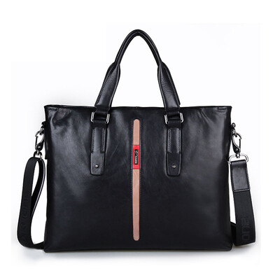 

Pkuone® Mens leather men handbag brand genuine leather briefcase shoulder bag large computer business bag for men