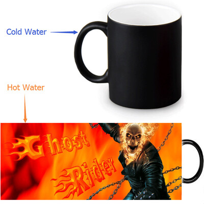 

GHOST RIDER 350ml/12oz Heat Reveal Mug Color Change Coffee Cup Sensitive Morphing Mugs Magic Mug Milk Tea Cups