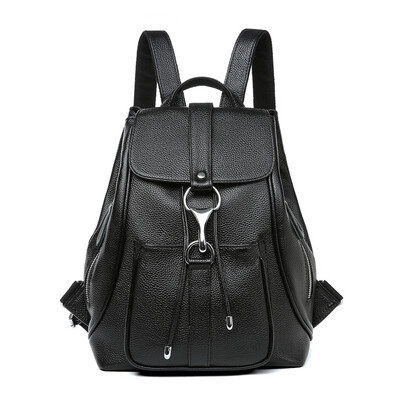 

Viney leather shoulder bag female fashion Korean version of the college wind backpack female large capacity student casual handbag black