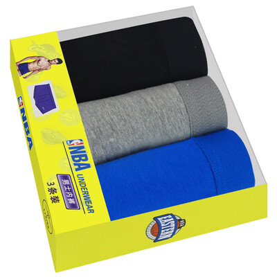 

[Jingdong Supermarket] NBA underwear men's flat underwear comfortable cotton underwear simple wide side section 3 gift box L