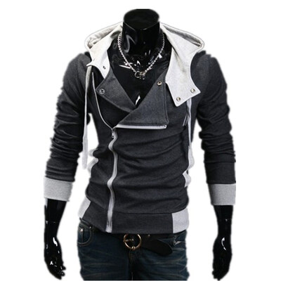 

Zogaa New Korean Mens Hoodie Slim Oblique Zipper