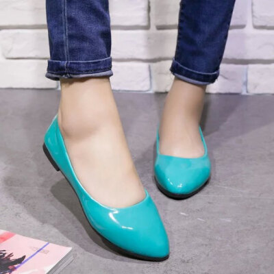 

Women Pointy Toe Shoes Faux Leather Candy Color Casual Flat Ballet Dress Loafer