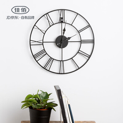 

Jiayi living room office decoration simple clock diameter 40cm wrought iron wall clock black