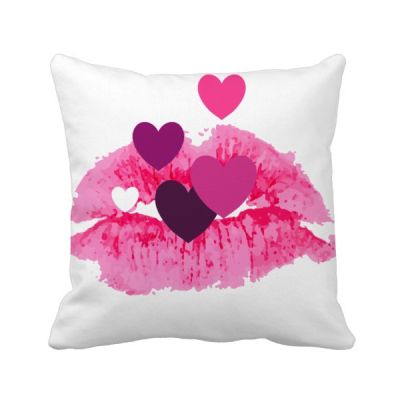 

Pink Lip Hearts Valentines Day Square Throw Pillow Insert Cushion Cover Home Sofa Decor Gift