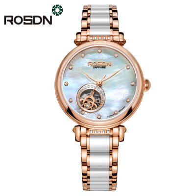 

ROSDN Women Watches Top Brand Luxury Automatic Mechanical Watch Lady Casual Fashion ceramics Strap Skeleton Wrist Watch