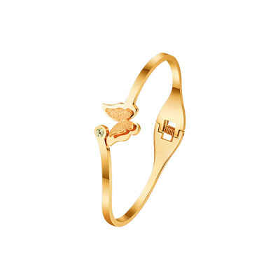 

New Butterfly Bracelet Promotion Korean Butterfly Sand Diamond 18K Rose Gold Bracelet Titanium Steel Lady Bracelet