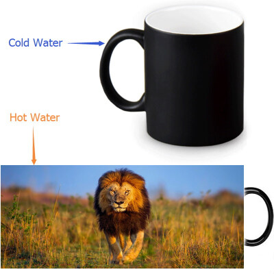 

Lion 350ml12oz Heat Reveal Mug Color Change Coffee Cup Sensitive Morphing Mugs Magic Mug Milk Tea Cups