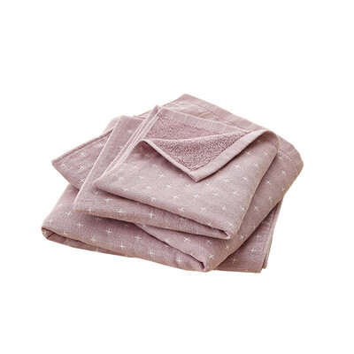 

iDouillet Soft White Crosses Muslin Gauze & Terry Cloth Cotton Bathroom Towel Set 2-piece Bath Towel 55"x27" Hand Towel 13"x28"