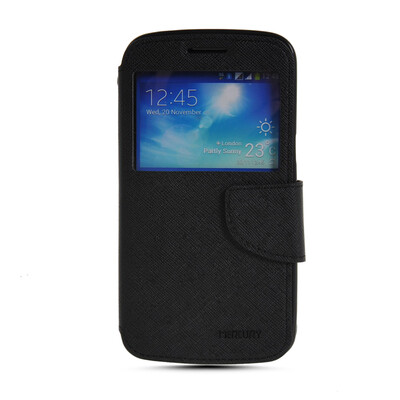 

MOONCASE Classic cross pattern Leather Side Flip Wallet Card Pouch Stand Case Cover For Samsung Galaxy Grand 2 G7106 Black