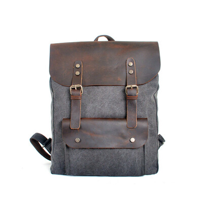 

Retro canvas shoulder bag women canvas backpack for men&women school bag with genuine leather famous brand travel backpack