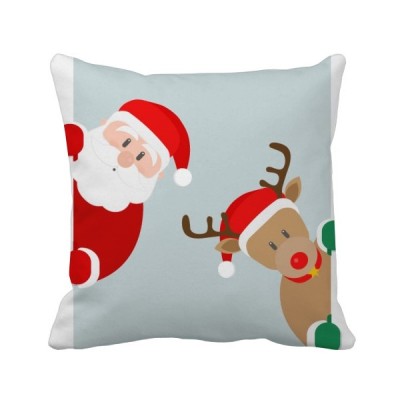 

Christmas Santa Claus Elk Peep Square Throw Pillow Insert Cushion Cover Home Sofa Decor Gift