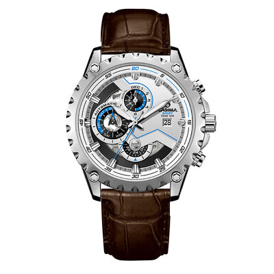 

2018 new automatic mechanical men watch multifunction sport stainless steel mens watch with stopwatch&calendar 8211