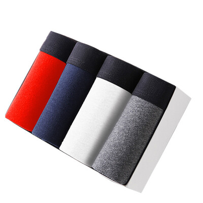 

4Pcslot Brand Boxer Mens Underwear Cotton Man Big Short Colorful Breathable Solid Flexible Shorts Boxer Pure Color Underpants