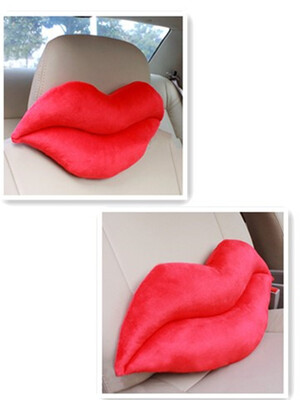 

Car Seat Neck Rest Red Lips Headrest Pads Back Lumbar Support Black Bread Seat Cushion PP Cotton Big Mouth Kiss Red Pink