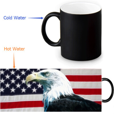 

US Flag And Bald Eagle 350ml/12oz Heat Reveal Mug Color Change Coffee Cup Sensitive Morphing Mugs Magic Mug Milk Tea Cups